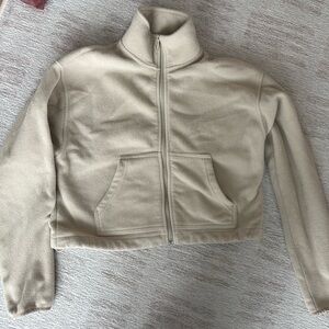 TNA Cropped Full Zip Fleece - XS - Mullien (Beige)